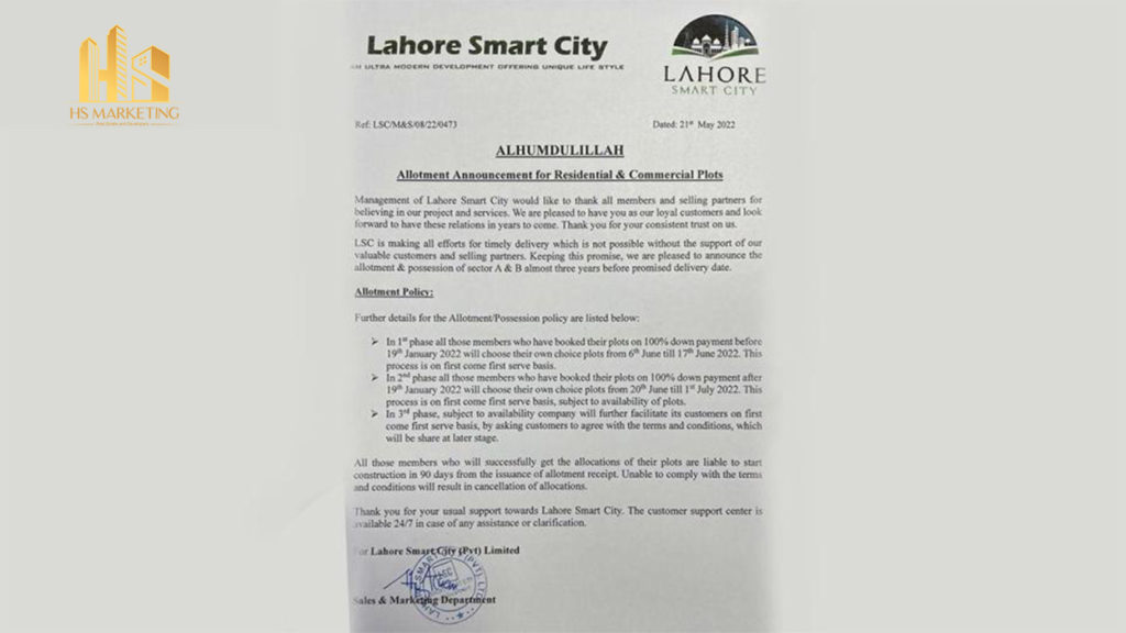 Lahore Smart City Allotment Announcement